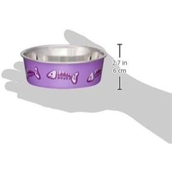 Loving Pets Fish Bella Bowl for Cat, X-Small, Lilac Fish Skeleton - New - Picture 2 of 3